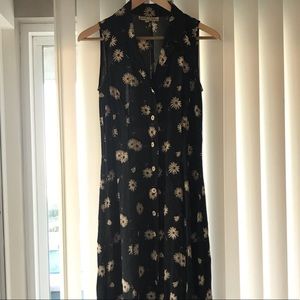 Vintage Black and Cream Floral Maxi Dress